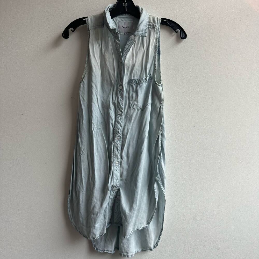 Rails Denim Sleeveless Button Up Tunic Shirt - Xs - image 1
